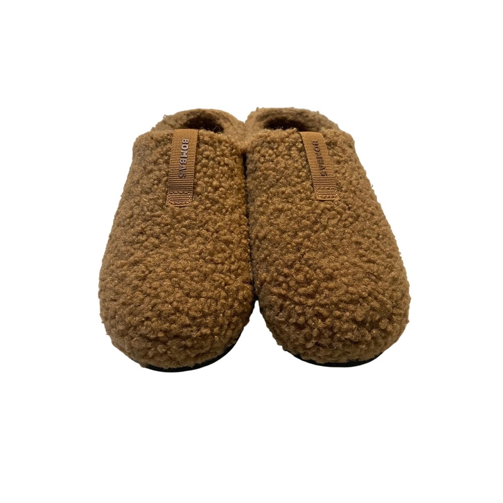 Bombas Sunday Slippers Womens 7 Camel Brown Sherpa Fleece Slip On Mules Cozy